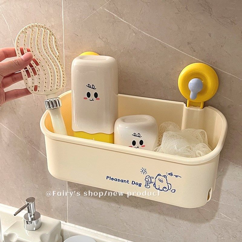 吸盘收纳盒镜柜家用浴室卫生间洗漱台墙上大容量壁挂式沥水置物架