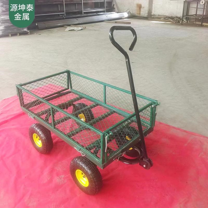 四轮网车搬运车手推工具车运货车牵F引平板车花园拖车折叠拉货车