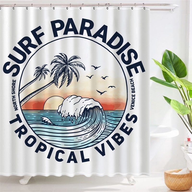 夏威夷度假卫生间浴帘干湿分离隔断帘淋浴房洗澡防水帘挂帘桌帘,家庭/个人清洁工具,浴帘,淘宝优惠券,粉丝福利购,淘宝优惠卷