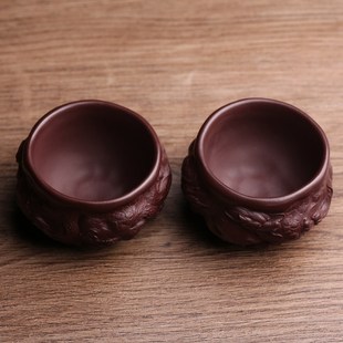 纯全手工品茗杯 精品原矿宜兴紫砂茶杯主人杯九龙杯功夫茶具套装
