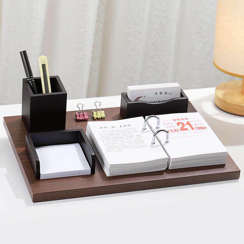 桌面木台历架子笔筒名片盒商务高档中国风礼品日历办公室摆件2025