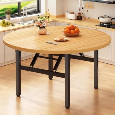 折叠桌餐桌家用小户型吃饭桌子出租房简易饭桌新款现代简约大圆桌