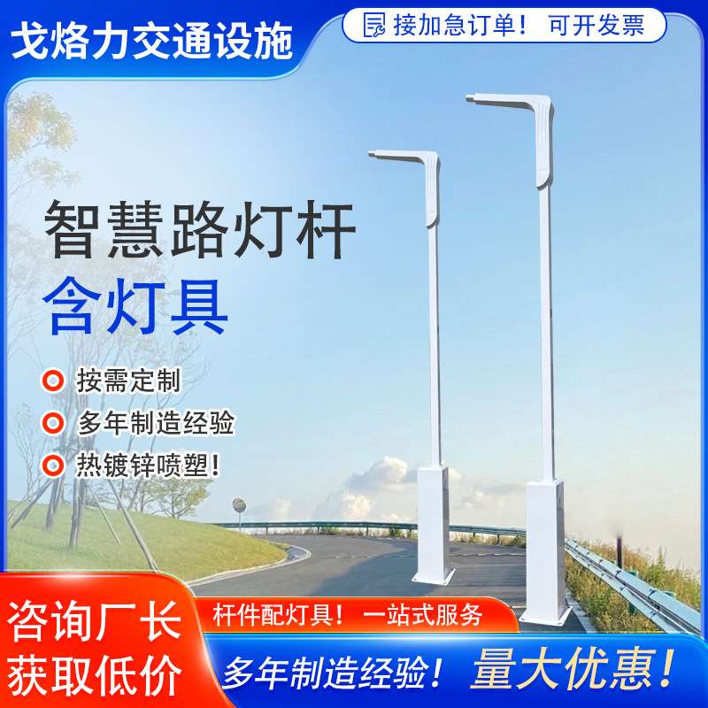 户外智慧路灯杆单双臂防水专用一体化led大功率照明金属造型高亮