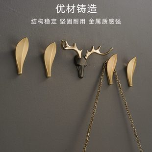 柜衣服衣帽挂架 免打孔挂衣钩进门玄关轻奢黄铜浴室毛巾挂钩墙壁鞋