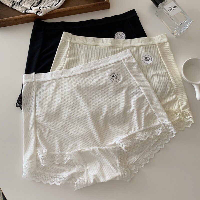 防走光安全裤女中腰打底平角透气孔女三角内裤夏季女士冰丝薄款