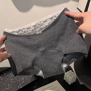 软糯中高腰10A蕾丝边纯棉内裤女士平角中腰柔软加长档全棉内裤女