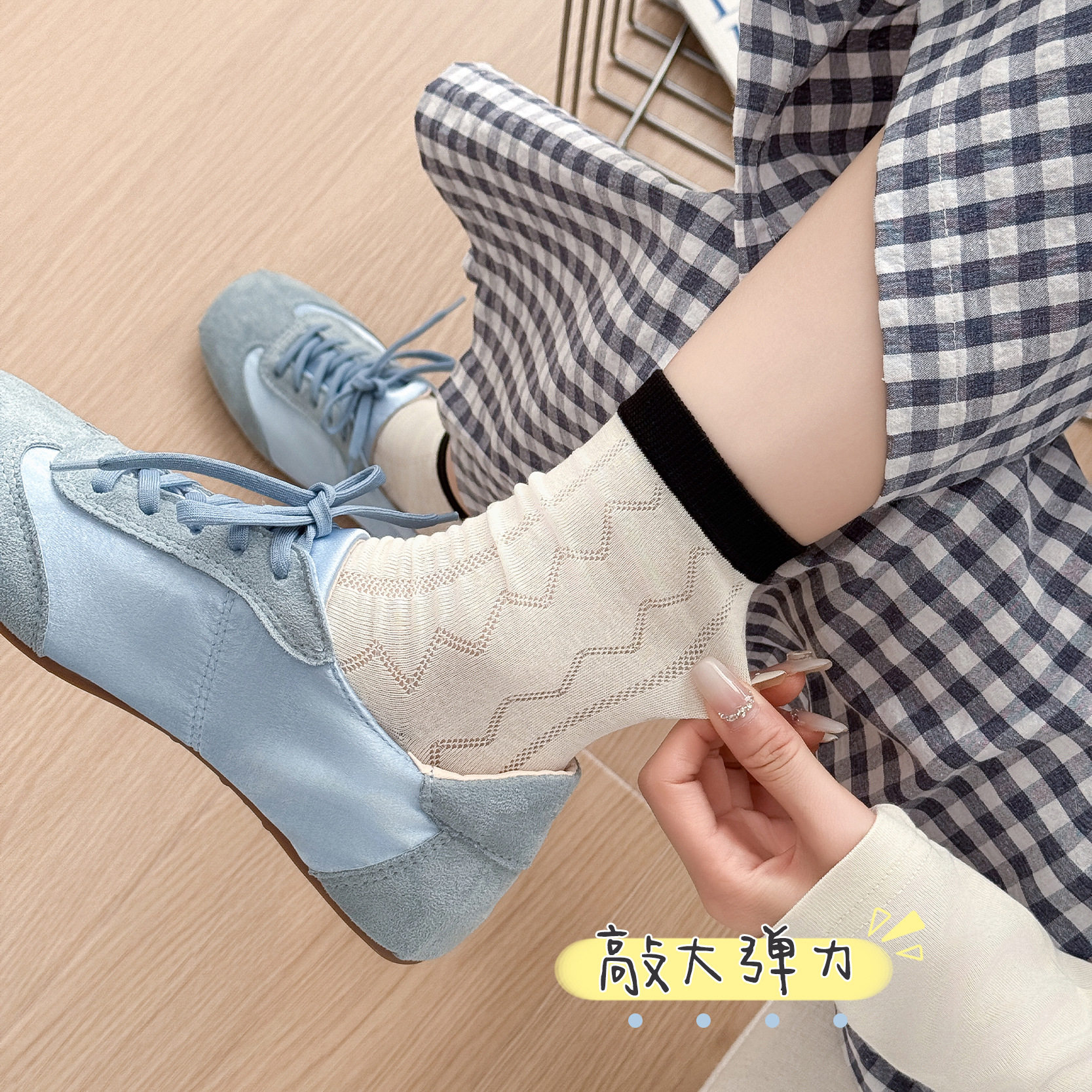 堆堆袜子女春夏薄款中筒袜韩系学院风简约透气长筒袜女士棉袜女袜