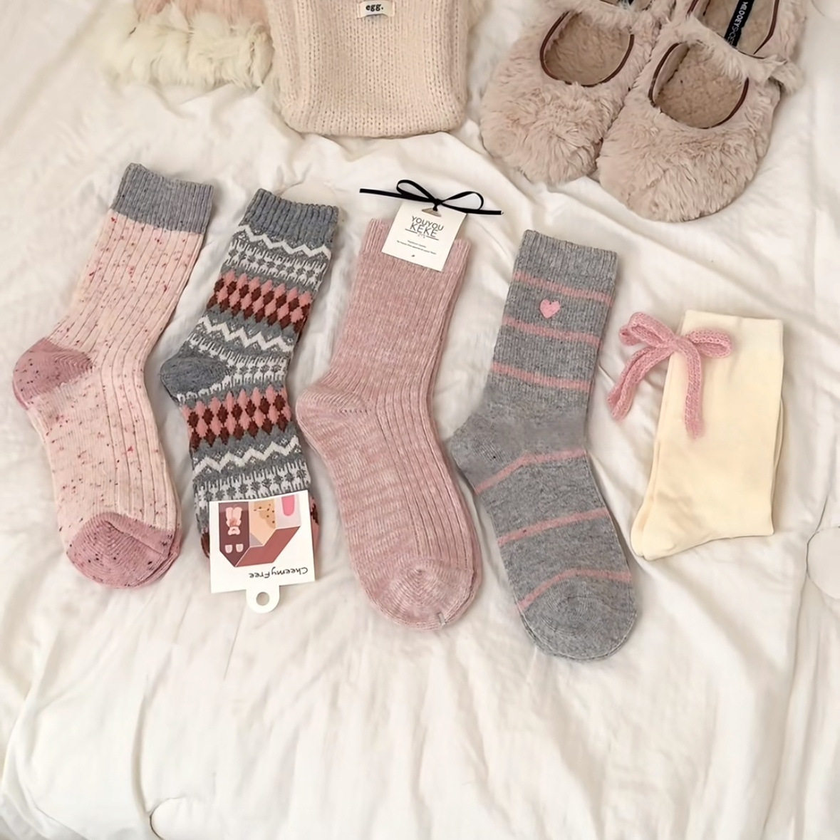 粉色羊毛袜子女25新品长筒堆堆袜中筒袜秋冬款加厚加绒保暖女袜,运动包/户外包/配件,运动袜,淘宝优惠券,粉丝福利购,淘宝优惠卷