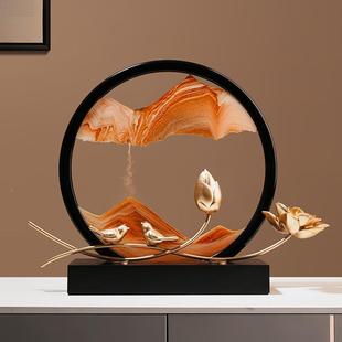 创意新中式塘荷月色流沙品画沙摆件家居客漏厅办公室20230901装饰