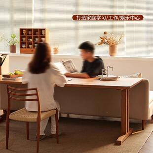 木北欧几何大台长书子工作桌实大板桌去樱桃木餐桌客厅双北欧几何
