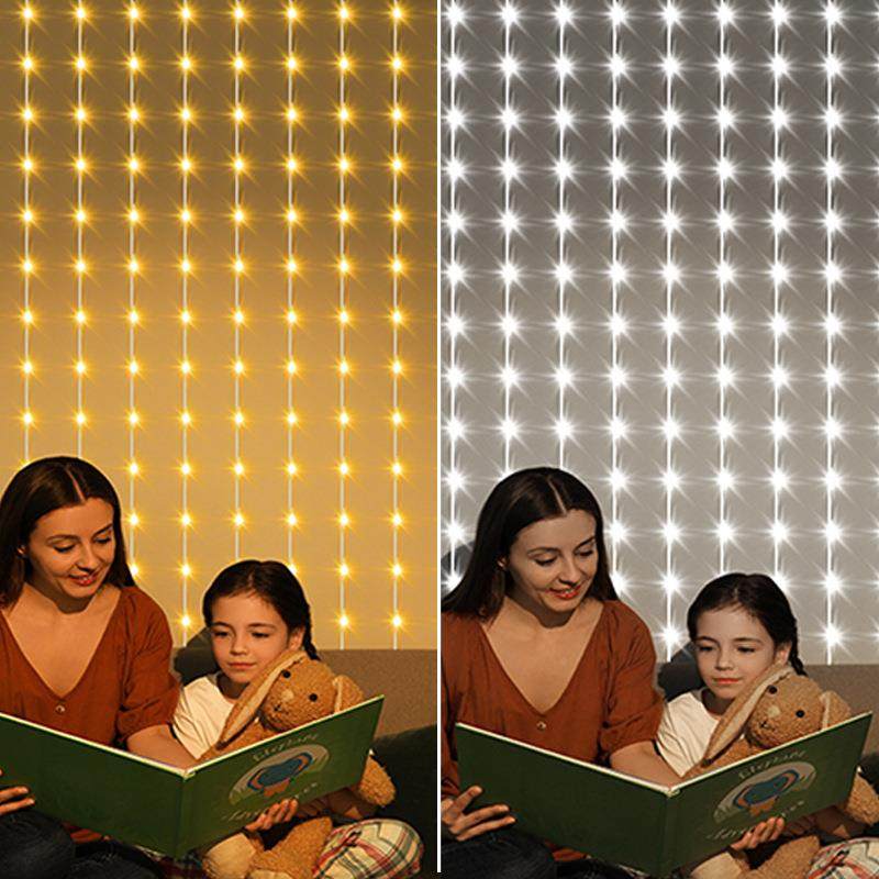 诞挂灯房间装饰DJQ彩灯防水胶e线窗帘灯串圣跨境ld圣诞节皮窗帘灯