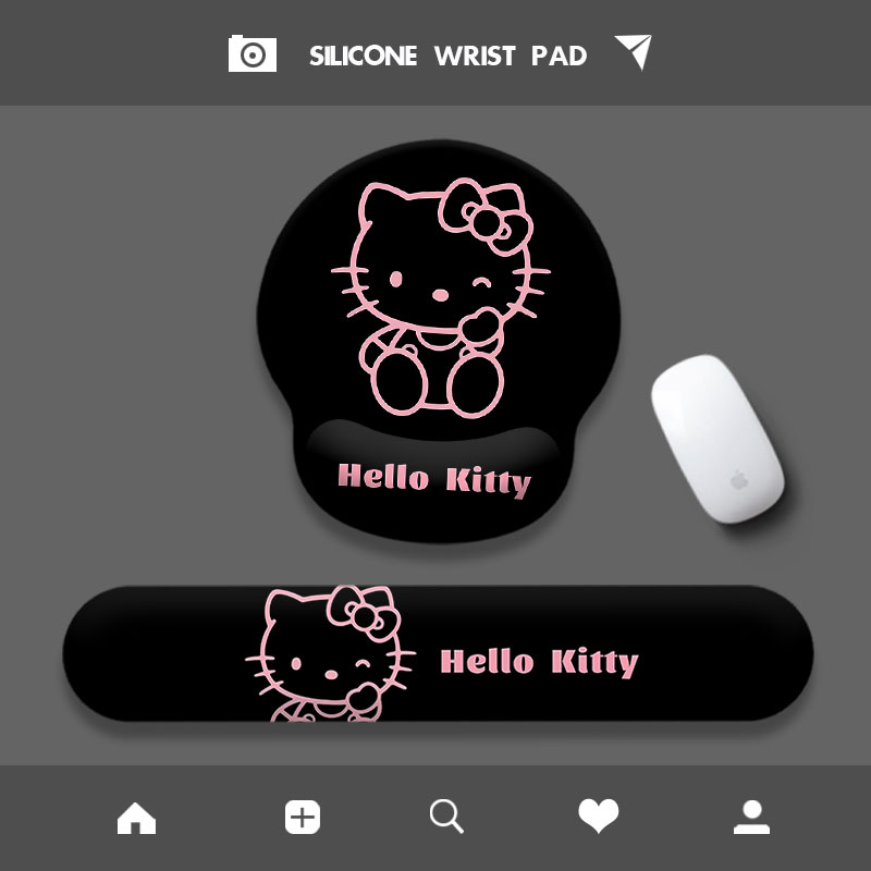 黑粉hello kitty鼠标垫可爱女生办公硅胶护腕垫卡通猫咪键盘手托