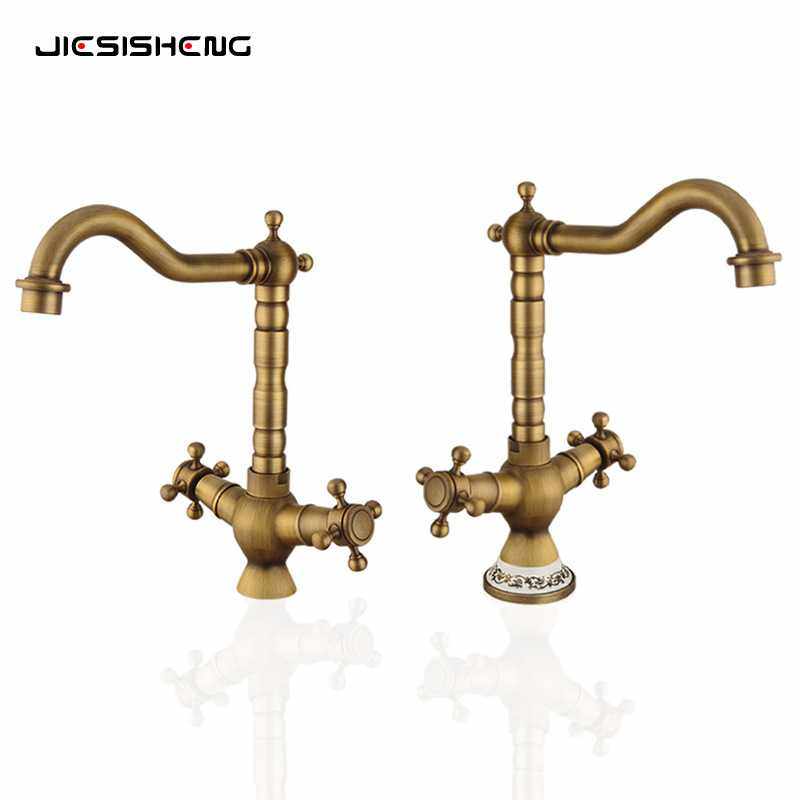 黄铜仿古双把手轮面盆龙头家用厨房水槽洗菜盆冷热水龙头防溅,家装主材,面盆龙头,淘宝优惠券,粉丝福利购,淘宝优惠卷
