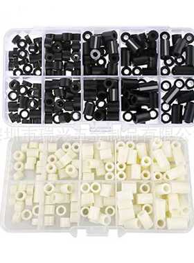 黑色白色ABS圆形双通塑料尼龙柱绝缘柱隔离柱150/200PCS盒装