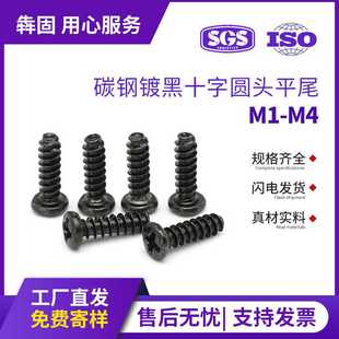PB黑色碳钢十字槽圆头平尾自攻螺丝盘头机丝螺钉螺丝镀镍平脚M1M2