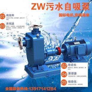316L联轴器无堵塞自吸式 65ZW40 316 25铸铁 排污增压循环水泵 304