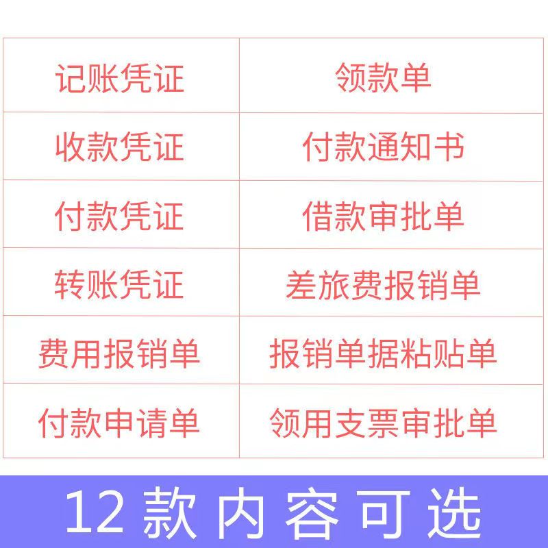 240x140mm费用报销单差旅费报销单据黏贴单付款借款记帐申请单a5