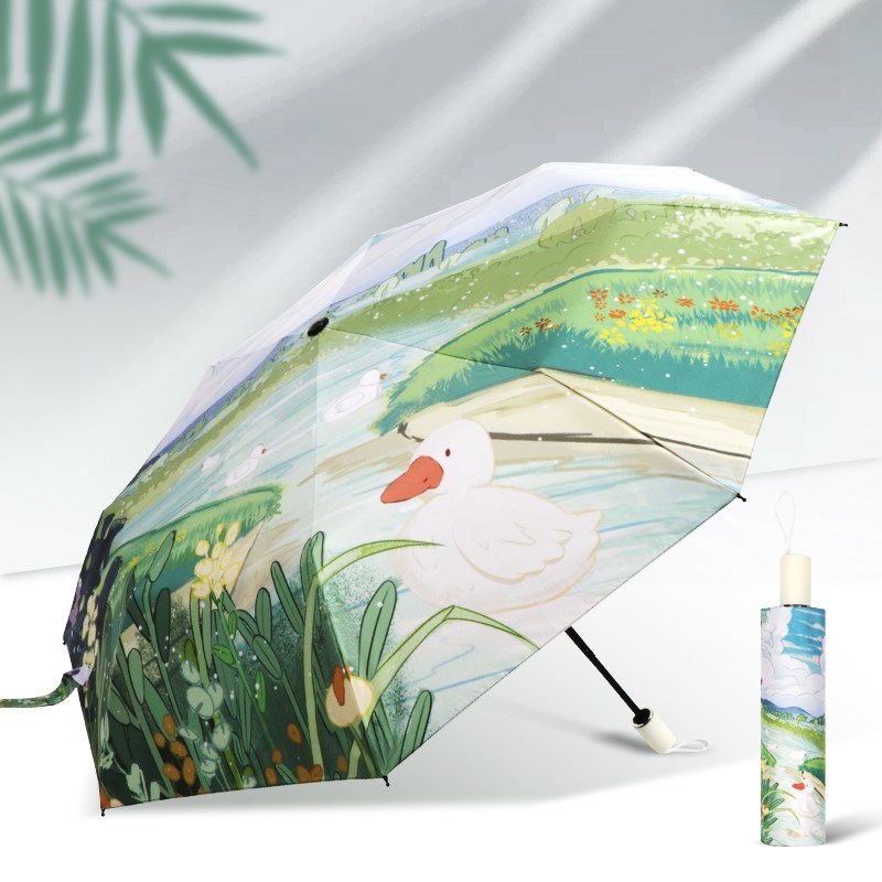雨伞女折叠便携晴雨两用数码绘画印花小清新遮阳防晒紫外线太阳伞