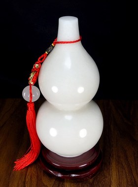 天然玉葫芦摆件白玉福禄平安家居办公室玄关酒柜中式装饰工艺摆设
