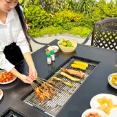 户外茶桌椅组合电烧烤炭烤铸铝露台花园庭院露天台家用室外泡茶台