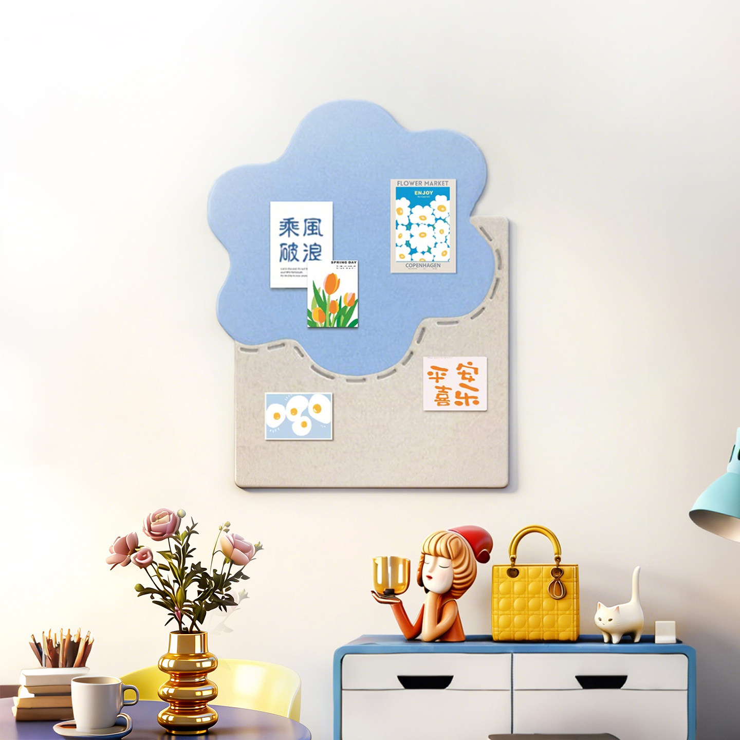 毛毡板免打孔墙贴照片墙软木板墙板墙面装饰自粘墙贴花朵造型,家居饰品,软装墙贴,淘宝优惠券,粉丝福利购,淘宝优惠卷