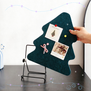 创意圣诞树造型毛毡板照片展示架桌面装饰收纳板绿色