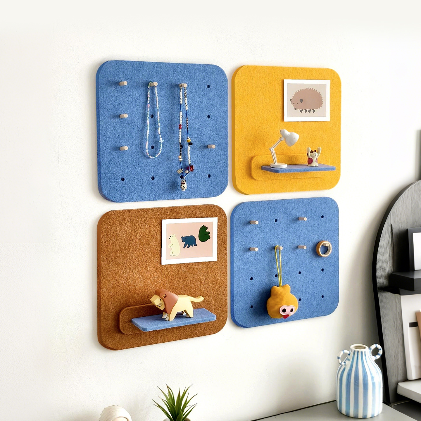 毛毡板免打孔不留胶洞板置物架