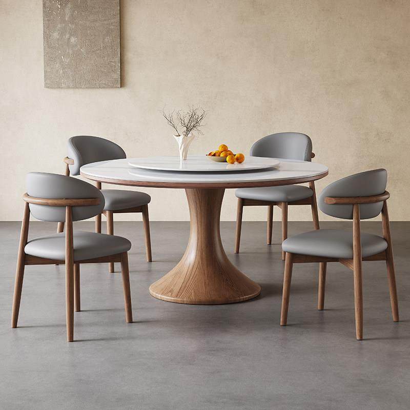 高端全实木岩板餐桌椅组合现代简约小户型轻奢圆形带转盘大圆桌子,住宅家具,岩板餐桌,淘宝优惠券,粉丝福利购,淘宝优惠卷