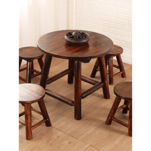 酒吧阳光房户外庭院子室外休闲阳台碳化火烧防腐实木入户桌椅组合