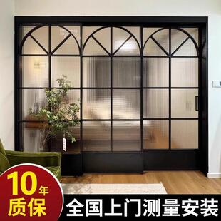 法式覆古门厨房拉门三联动客厅阳台吊轮移门极窄铝合金玻璃隔断