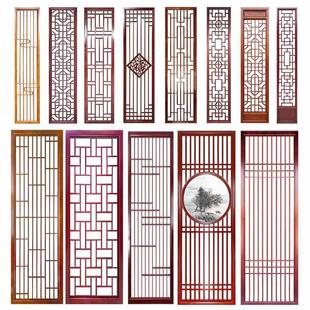 实木花格隔断彷古门窗木格屏风新中式镂空悬吊式天花板玄关背景墙
