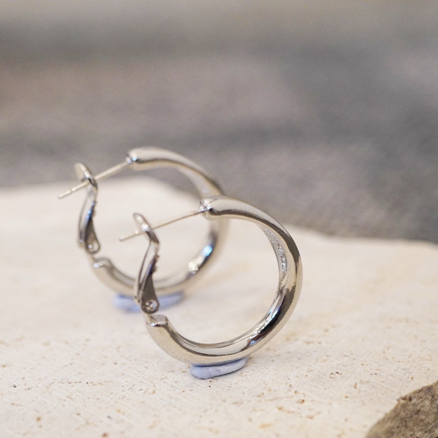 尾 代工美国小众S925纯银hoop素银光面耳环女简约百搭实心耳圈