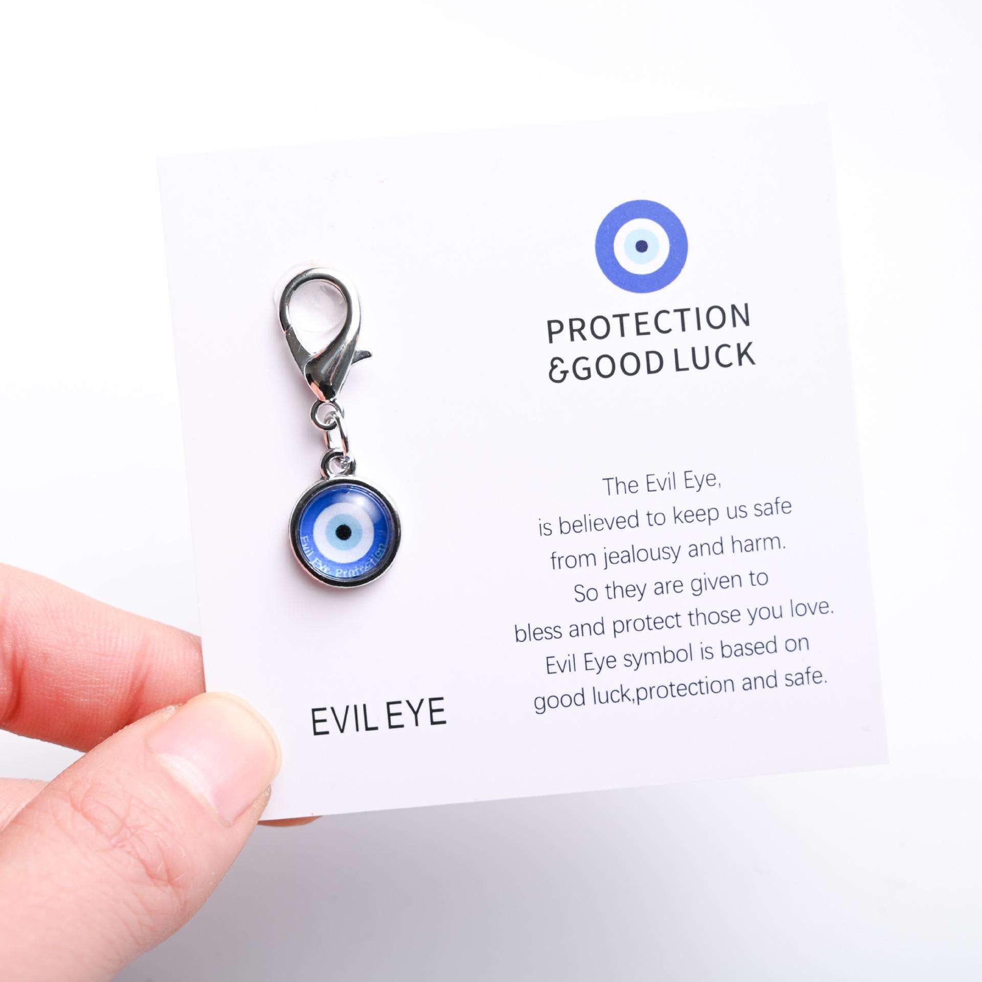 土耳其风恶魔之眼钥匙扣 Evil Eye时光蓝眼睛卡片小挂件吊坠