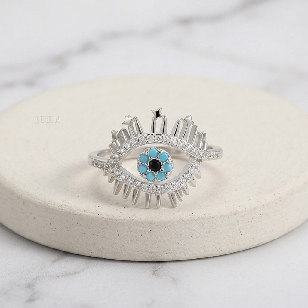 土耳其风蓝眼睛开口戒指EvilEye