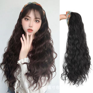 2026新款韩版时尚蓬松长卷发假发发箍女大波浪直发一体式潮流头饰