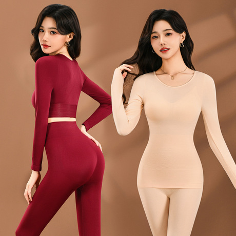 双面无痕德绒保暖内衣女士套装发热秋衣秋裤打底04/1