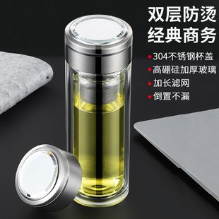 双层玻璃杯便携泡茶杯男女士耐高温喝水杯子大容量家用带盖车载杯