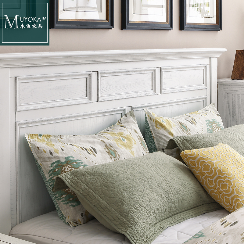 美式乡村白蜡木纯实木双人床1.8米1.5米实木床高品质卧室家具