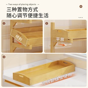 家用厨房多层置物架子货架储物收纳楠竹客厅靠墙落地橱柜展示夹缝