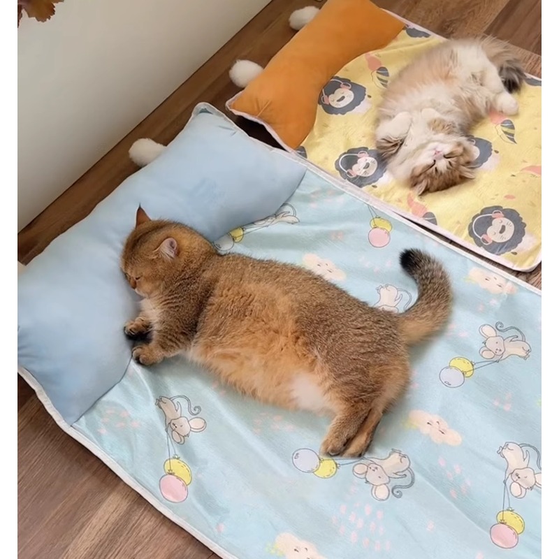 猫冰垫子宠物凉席夏天睡垫带枕头可拆洗猫窝狗窝冰窝防抓耐磨解暑