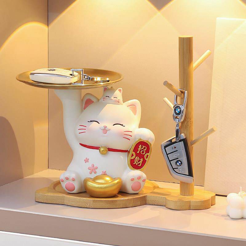 入户玄关招财猫钥匙收纳摆件鞋柜客厅电视柜家居装饰乔迁新居礼品