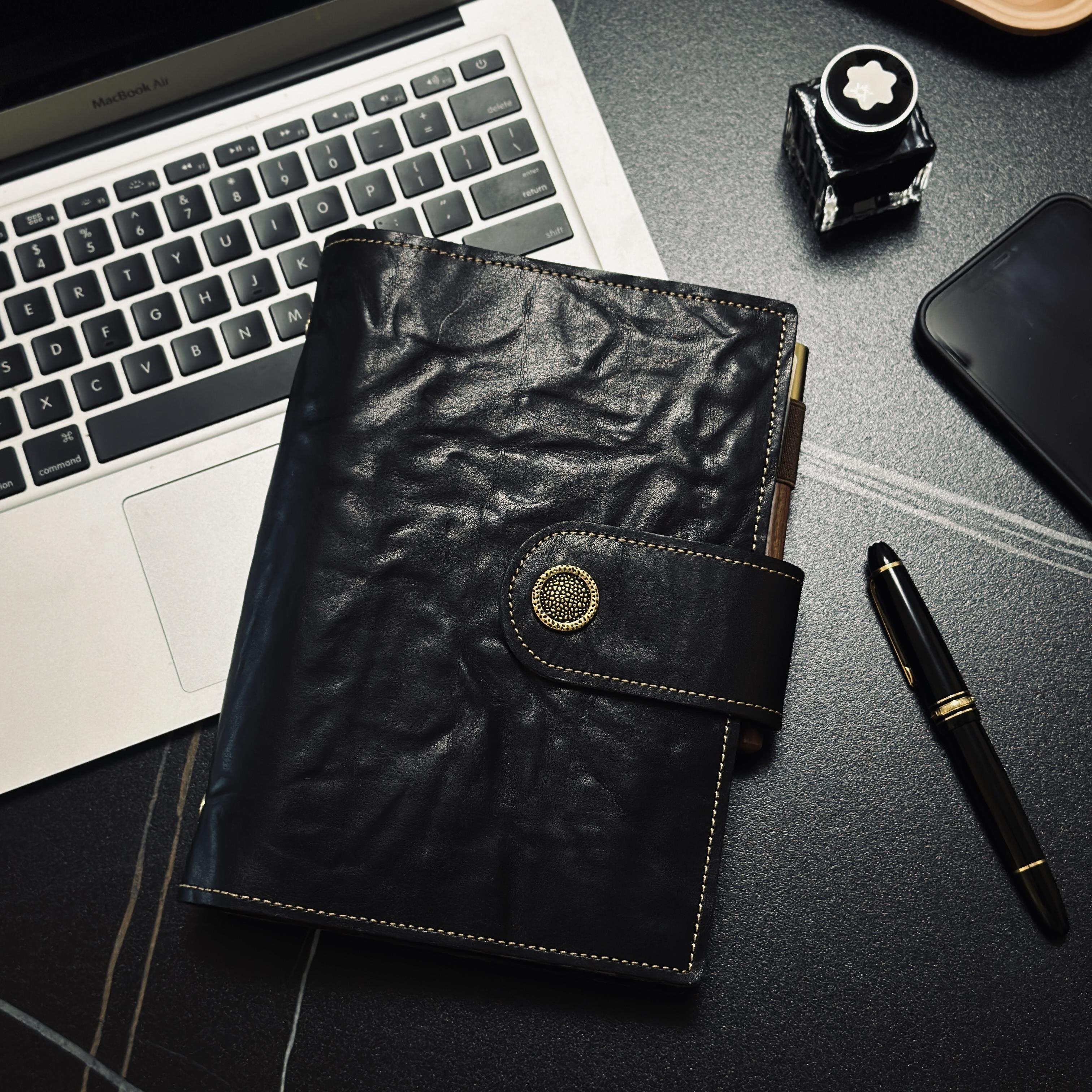 moze真皮活页手帐本A6A7A5牛皮日记本笔记本商务会议记事本礼物