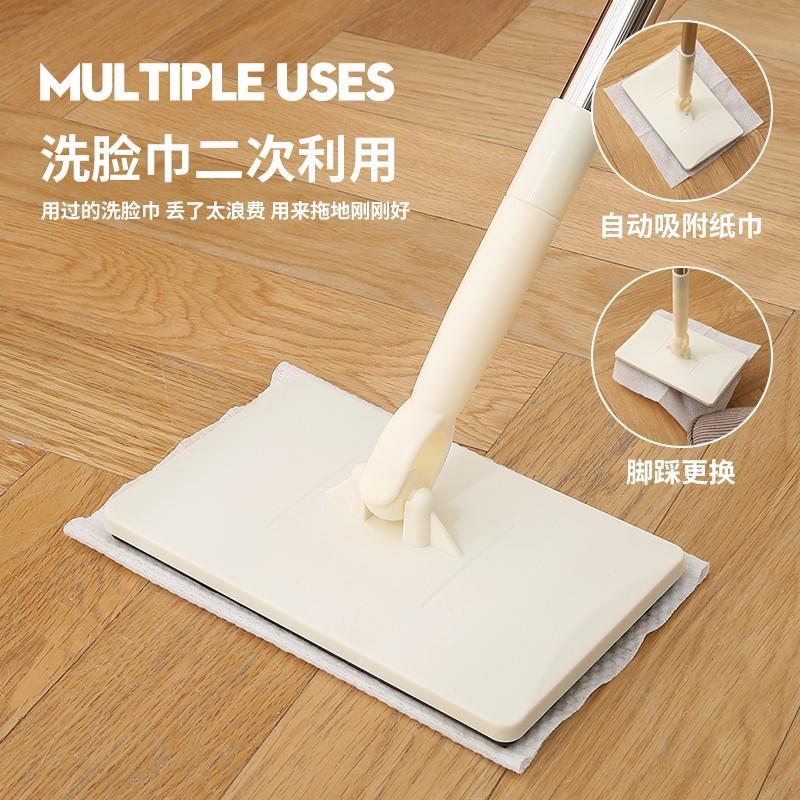 日本进口洗脸巾魔术贴拖把一次性湿巾家用平板迷你小拖把免手洗