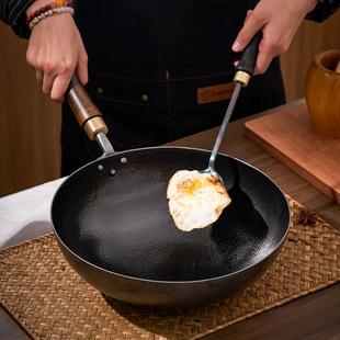 小福贵锤纹铁锅家用手工锻打铁锅炒锅老式不沾锅无涂层炒锅