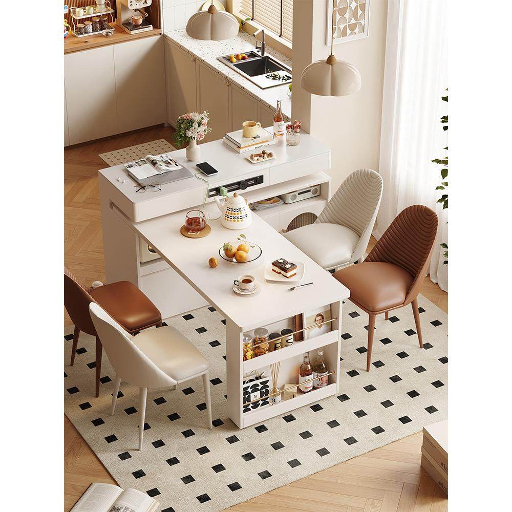 He木屋粉丝岛台餐桌伸缩一体2025新款家用旋转吧台隔断柜岩板餐桌,住宅家具,岛台餐桌,淘宝优惠券,粉丝福利购,淘宝优惠卷