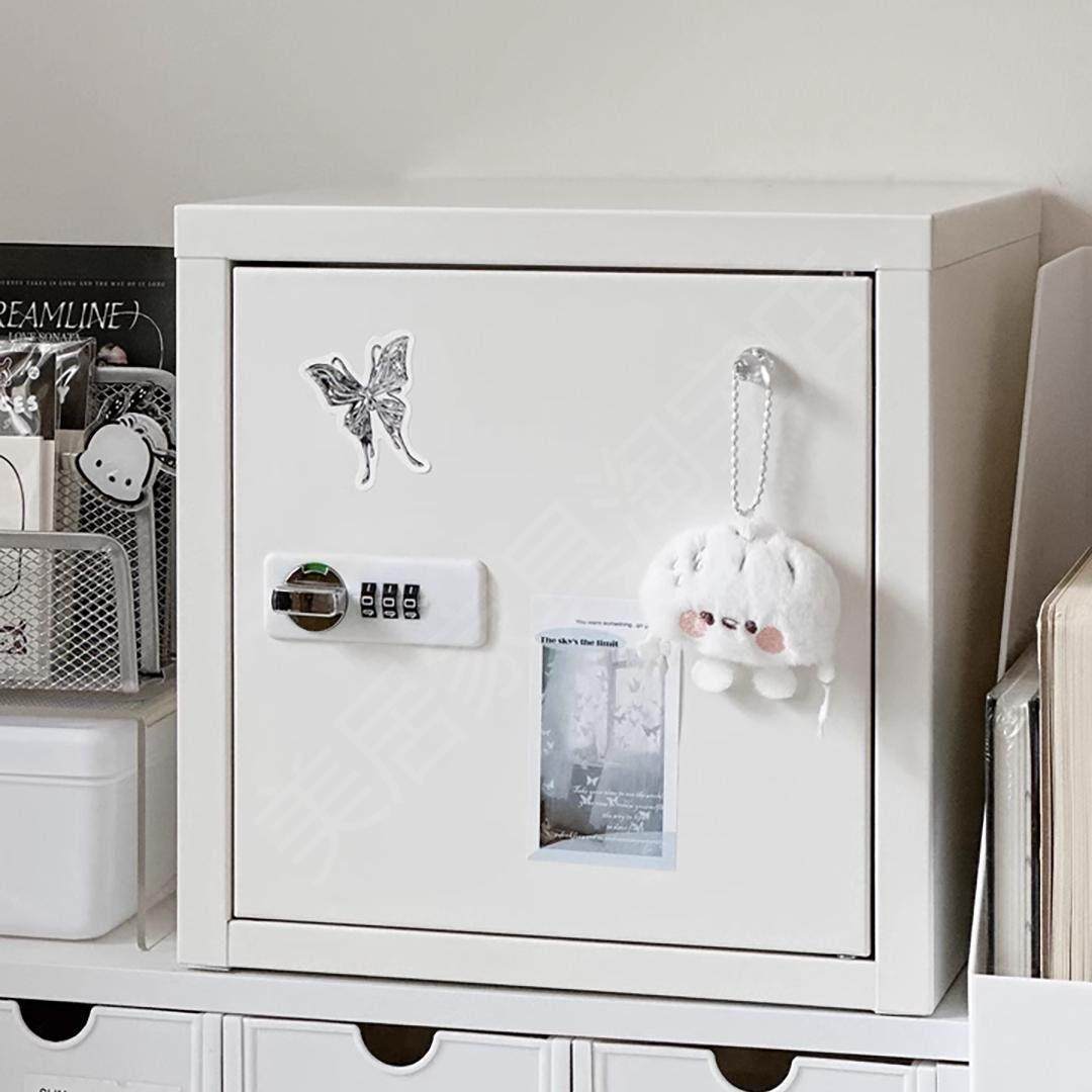 密码收纳箱小型铁皮储物柜带锁文件柜办公室家用保险箱桌面收纳柜