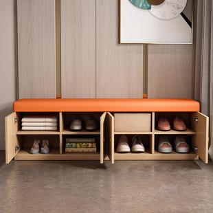 实木长条定制加软包带门收纳换鞋凳店铺舞蹈室走廊带锁储物沙发凳