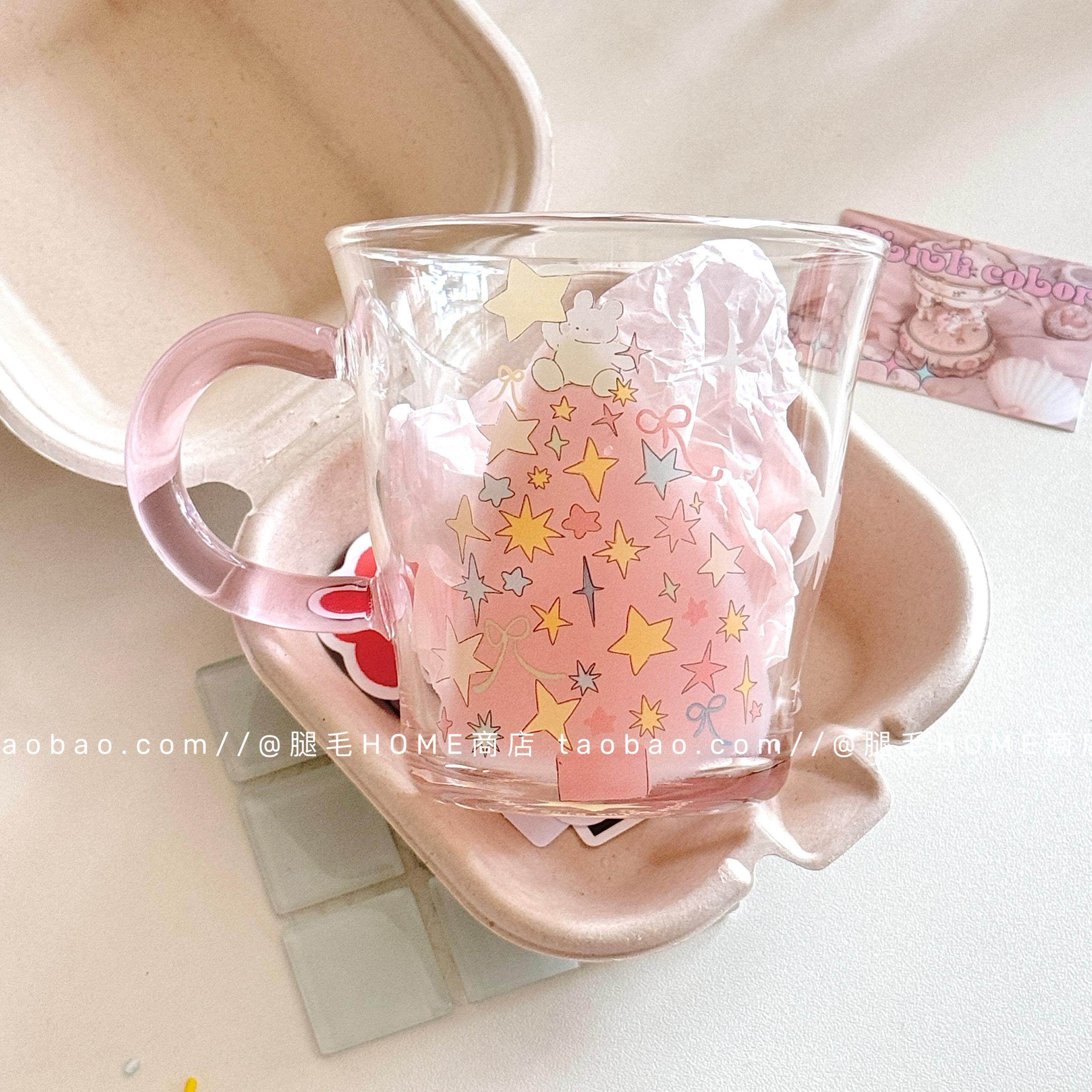 可爱少女心星星玻璃杯高硼硅耐热水杯大容量泡茶杯女生牛奶咖啡杯,餐饮具,玻璃杯,淘宝优惠券,粉丝福利购,淘宝优惠卷