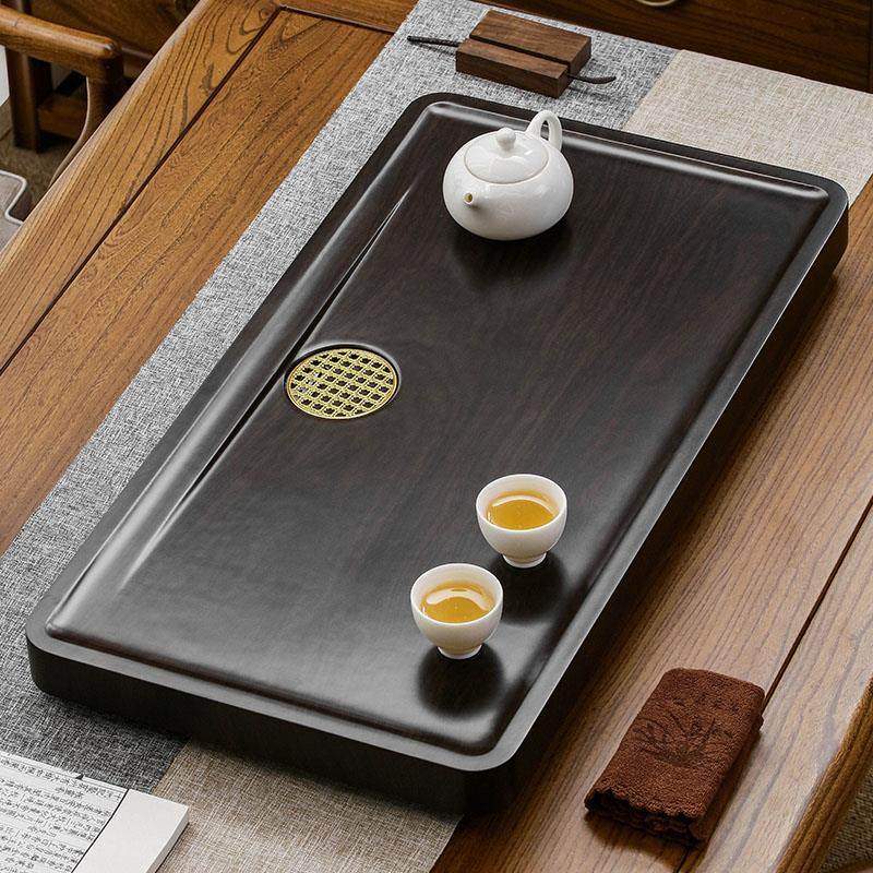 茶盘简约客厅家用排水仿实木黑檀木大号功夫茶海新中式长方形茶台