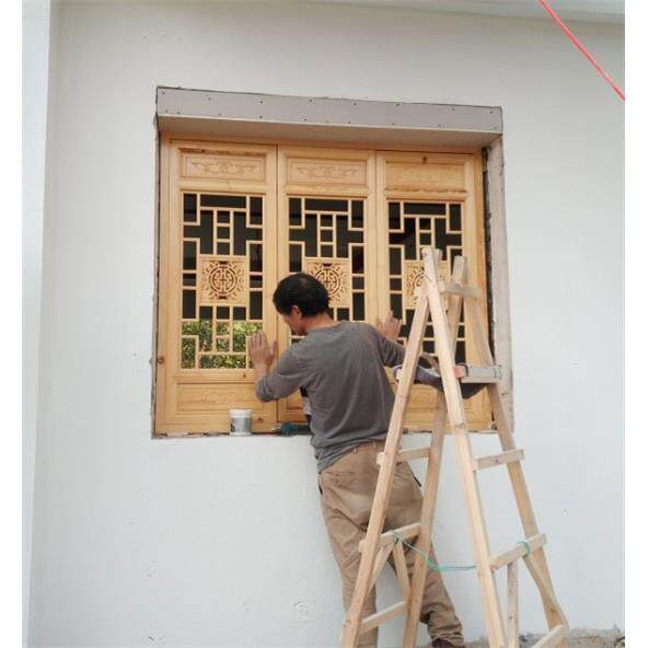 东阳木雕新中式彷古屏风门窗花格玄关隔断角花月亮门挂件实木雕刻